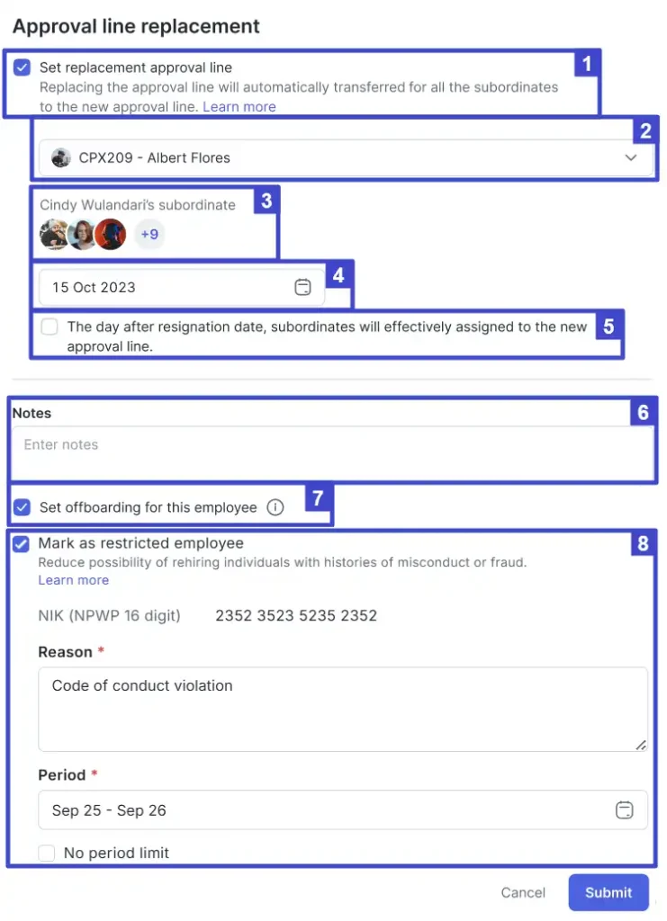 approval line replacement in mekari talenta