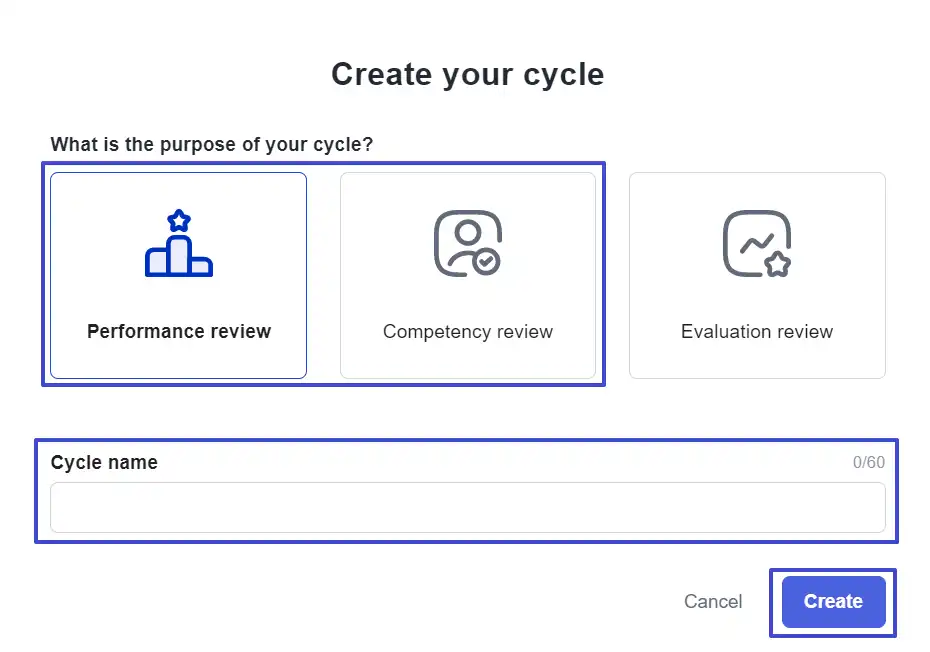 create performance cycle in Mekari Talenta