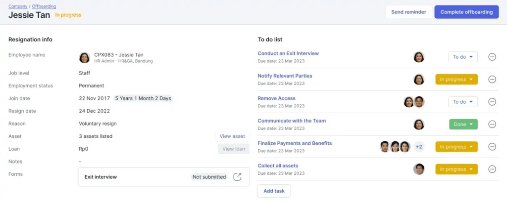 offboarding feature Talenta