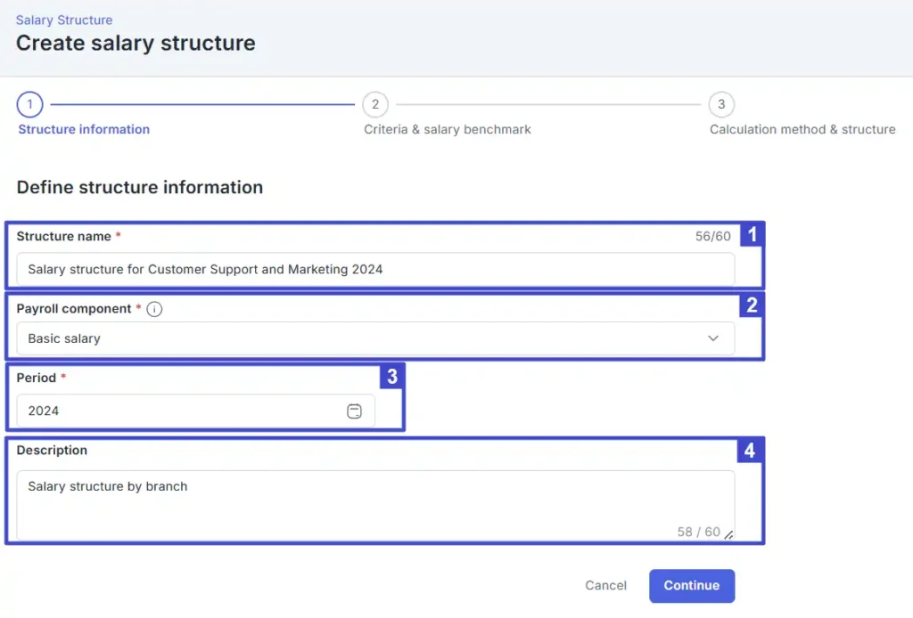 salary components to define salary structure in Mekari Talenta