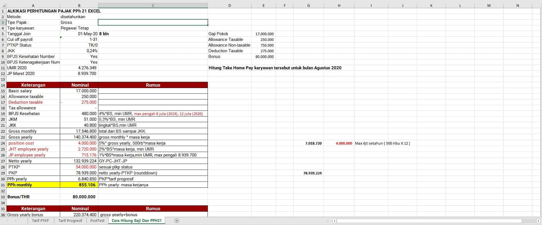 Aplikasi Gaji Karyawan Perhitungan Pph 21 Terbaru Excel Download