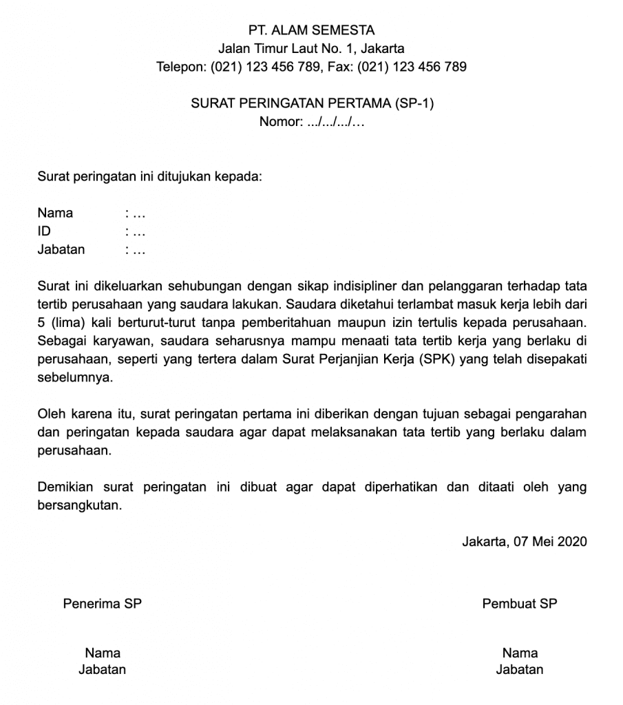 Dear Hr Ini Contoh Surat Peringatan Karyawan Surat Peringat Kerja Sp